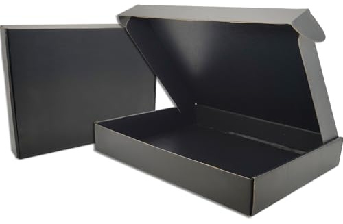 Cenoid medelstora postkartonger, 33 x 25,4 x 5 cm svarta fraktkartonger för postning, frakt, leverans och förpackning för småföretag (förpackning med 25)