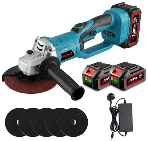 Cordless Angle Grinder Battery Power Tools - 125MM 18000RPM Rotatable Head Professional Electric Angle Grinder for Cutting, Grinding, Polishing and Rust Removal