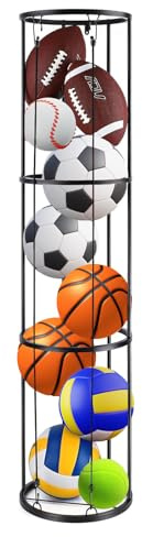 HAMON 3 Strati Rastrelliera da Basket, Rastrelliera per Palloni Verticale, Porta Palloni da Calcio in Metallo, Contenere Fino a 8-10 Palline
