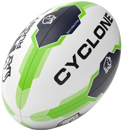 Rhino Cyclone rugbyboll (storlek 3) (vit/grön/svart)