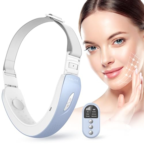 ANLAN Reductor de Papada, Lifting V-Face Papada, Masajeador Facial Shapping con Caliente, Lifting y Reafirmante con Fototerapia Roja y Azul, 6 Modos, Azul