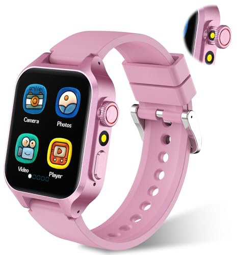 Fenamor Montre Connectée Enfant Garcon Fille, Montre Intelligente Enfants 14 Jeux, Caméra Rétractable,Podomètre, Musique, Réveil, Smartwatch Cadeau Fille Jouet 3 4 5 6 7 8 9 10 11 12 Ans (Rose)