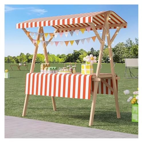 Carrello pieghevole per alimenti da banco di mostra in legno portatile per venditori all'aperto 150x60x200cm Pushcart mobile per i mercati degli agricoltori Street Food ed eventi