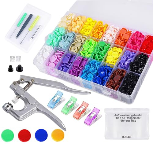 400 Set Frosted Poppers Fasteners,T5 Plastic Press Studs with Pliers
