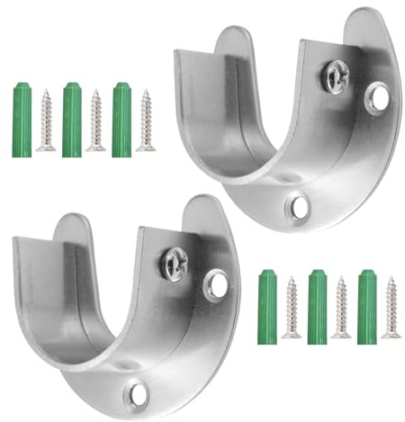 Kasmole Soporte para Barra De Armario,Extremos para Colgar En Acero Inoxidable De 32 Mm | 2 Piezas Soporte Barra Armario,para Ropa Lavandería Dormitorio Apartamento Residencia Hogar Ventana