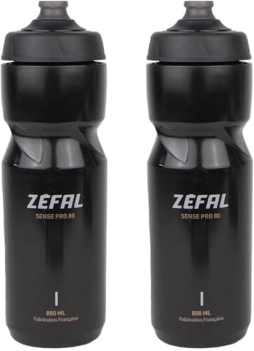 ZEFAL Sense Pro 80 x 2 Borraccia Bici Sport - Due Borracce Bici da Corsa MTB Gravel 800 ML - Borraccia Ciclismo - Premium e a Tenuta Stagna - Nero, 2 x 800ml