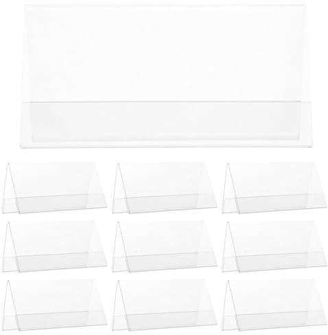 INOOMP Lot de 10 Porte-Noms de Table Transparents en Pet, Format 12x6 Cm, Double Face, Supports de Plaques Nominatives pour Bureau et Réunions, Affichage Clair pour Conférences
