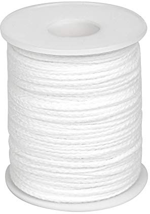 Stoppino per Candele in Cotone - 61 m, Fatto a Mano, Bobina per Cera, Naturale Bianco per Lampade a Olio Fai da Te, Forniture per Produzione