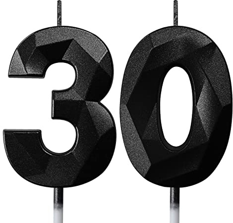 Candele Compleanno Candela Numero 30 Decorazioni Torta Compleanno Candeline Compleanno Nere Candele per Feste Candelina 30 anni Donna Uomo