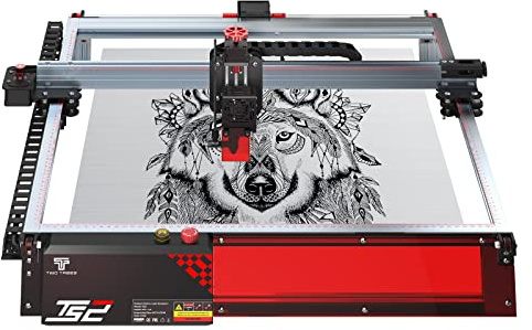 TS2-10 Machine à graver laser 10W, graveur laser metal, précision de gravure 0,08 mm, 10000 mm/min, carte mère 32 bits, alarme flamme, mise au point automatique, 450 x 450 mm