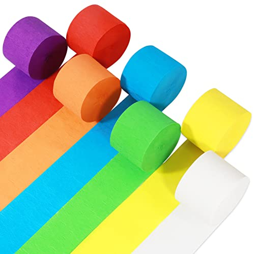 Bomtop 7 Rollen Krepppapier Bunt, kreppband bunt Bänder Regenbogen Krepppapier, für Hochzeitsdekorationen Party Feier Dekoration Geburtstagsdeko (4.5 cm x 25 m)