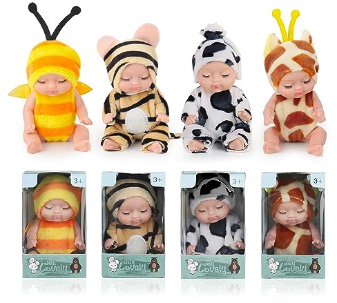 Fiotha Poupee Bebe, Poupée Bébé Reborn, Realiste Poupees 4 Set Vêtements De Poupées Vêtements Accessoires, Matériau en PVC Lavable, Soft Body, pour Enfant, Filles et Garçons