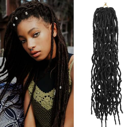Aomig 18 Inch Crochet Braids Meches, Noir Passion Twist Hair Water Wave Bohème Crochet Tresses Cheveux pour Papillon Locs Crochet Cheveux Long Synthétique Extensions, Butterfly Faux Locs Crochet Hair