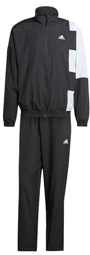 adidas Men's Sportswear Colorblock Track Suit, Black/White, L Short