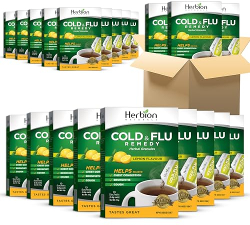 Herbion Natürliches Erkältungs- und Grippemittel Kräutergranulat mit natürlichem Zitronengeschmack, 10 Beutel (Packung mit 24 Stück)