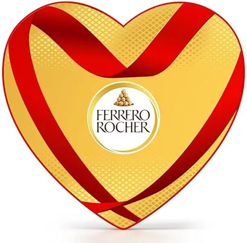 Ferrero Rocher Maxi Scatola Elegante a Forma di Cuore con 13 Praline di Cioccolata e Nocciola Intera all'Interno 162,5g - San Valentino 2025