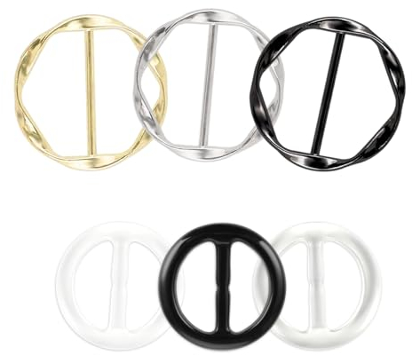 Mabor 6 Stück Schalring Tuchring Gürtelschnalle für Damen Runder Tuchnadel Metall Harz T-Shirt Clips Schalnadel für Frauen Mädchen Kleidung Eckknopf Kleid Hut Gürtel Schal Dekor Clip