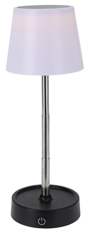 LED Akku Touch Leuchte dimmbar und höhenverstellbar - H 12-30 x 10 cm - Kunststoff Tischleuchte warm weiß mit Teleskopständer - Stimmungslicht Nachttischlampe Schreibtischlampe Dekoleuchte klein