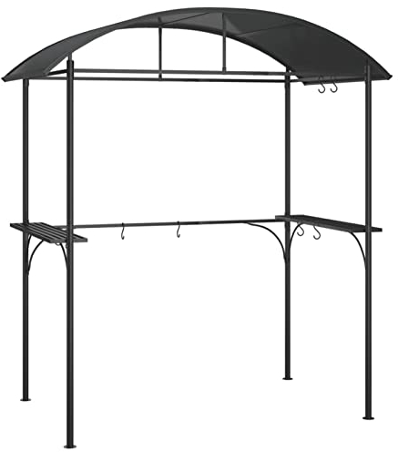 Kavolet Grillpavillon mit Seitenregalen Grillüberdachung Wetterfester BBQ Gartenpavillon Grillzelt Dach Überdachung BBQ Pavillon Anthrazit 220x115x230 cm Stahl