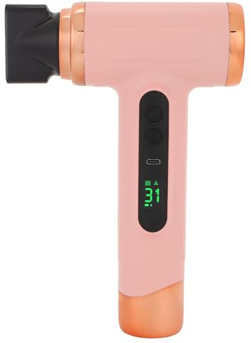 Sladdlös Jonisk Hårfön, 200 W Uppladdningsbar Bärbar Hårfön med Luftflödesmultiplikatorteknik, Roterande Munstycke, Flera Lägen för Hemresor (Roseate)