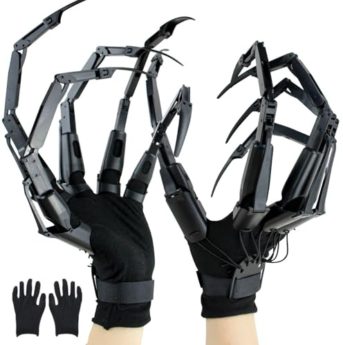 Foggizo Articulated Fingers With Fingernail, “Halloween Frights”, Extensions With Gloves, Halloween Costume Prop, Creepy Cosplay Claw Hands