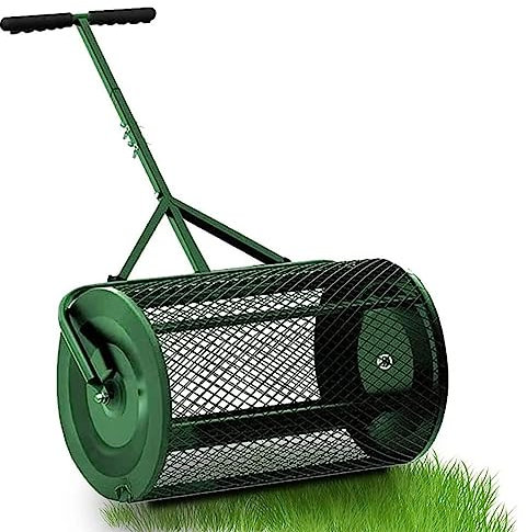 OJKJGY Esparcidor de abono, esparcidor de turba, esparcidor de abono de 24 Pulgadas para césped, jardín, Patio con Mango Largo Ajustable, esparcir turba, Fertilizante, Negro, Separado, 32 x 60