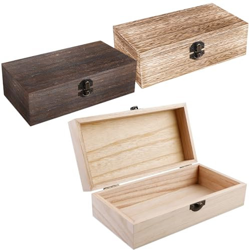 BAIFULAI 3 Stück Holzkiste mit Deckel, 20 x 10 x 6 cm Holzbox, Natur Geschenkbox Holz, Aufbewahrungsbox Kiste mit Deckel Holz, Holzkiste Geschenk, für Home Office Geschenken Wohnkultur