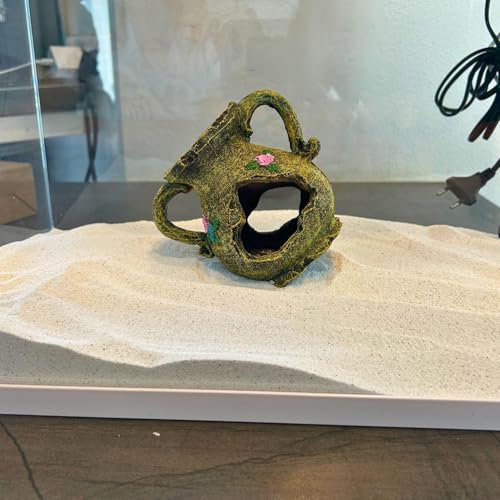 Générique Décoration d'Aquarium, Ornements en Résine, Style Vintage - Baril, Roue, Grotte et Théière - Cachette pour Poissons (Théière)