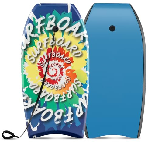 GOPLUS 37’’/41’’Bodyboard Léger,Planche à Vagues Bodyboard 105CM,Bodyboard Ultra Léger et Résistant,Planche Idéale pour Surfer Les Vagues,Laisse de Poignet de Qualité,Convient aux Plus de 14 Ans