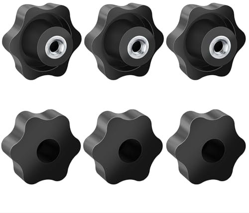 Cfcyhla Tuerca con mango de estrella M6, 6 unidades, diámetro exterior de 38 mm, tornillo moleteado rosca interior de latón, tuerca de mango de estrella, rosca interior de latón para máquinas
