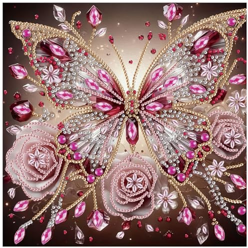 Sanjee Diamond Painting Kits Butterfly, 5D Special Shape Diamond Art Kits for Adults, Crystal Rhinestones Art Craft for Beginners DIY Home Wall Decor Gift, 30 × 30 CM