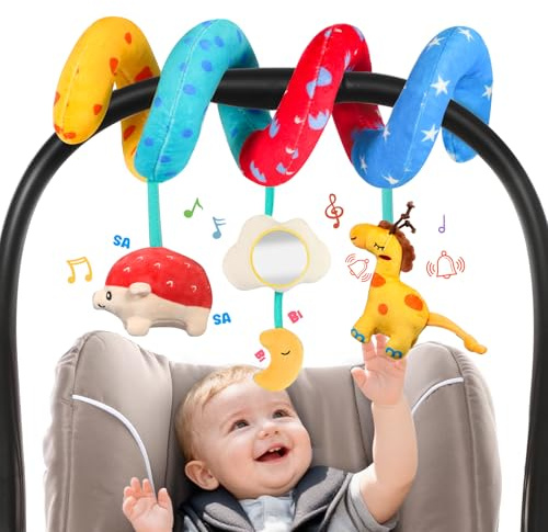 URMYWO Spirale Passeggino Neonato, Arco Giochi Neonato con attività Montessori Sensoriali, Pratico da Appendere a Passeggino Lettino e Seggiolino, Idea Regalo per Sviluppare Motricità 0-6 Mesi