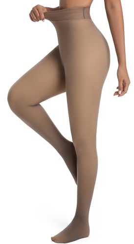 HOWIN Collant Thermique Femme, Collants Polaire Femme Hiver, Marron Café Legging Thermique