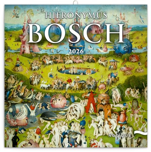 NOTIQUE Calendario de pared 2026 El Bosco, calendario mensual en folleto, diseño estético 30 x 30 cm (abierto 30x60)