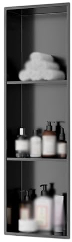 Nicho de ducha empotrado de acero inoxidable, estante de almacenamiento montado en la pared para baño, cocina y organización de sala de estar