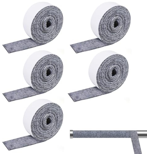 Selbstklebendes Filzrohr-Isolierband, 5 m graues Isolierband (100×5×0,2 cm × 5 Stk.) für Innen- & Außenrohrdämmung, Winter-Isolierband für Warm- & Kaltwasserrohre