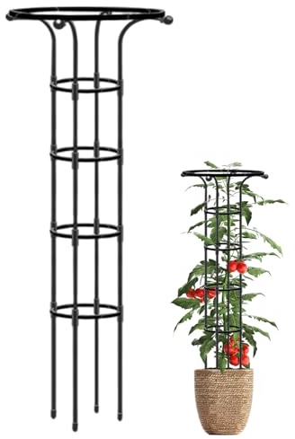 Obelisco Enrejado, Enrejado de jardín con Forma de Paraguas de 61 Pulgadas para Plantas trepadoras, Obelisco de jardín Vertical de Metal Inoxidable para Rosas al Aire Libre Rosa