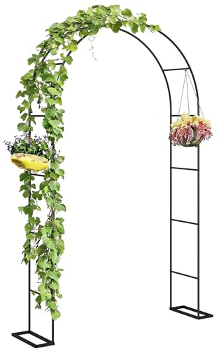 Outsunny Arco da Giardino in Metallo Base per Rampicanti 145x39x237cm Nero