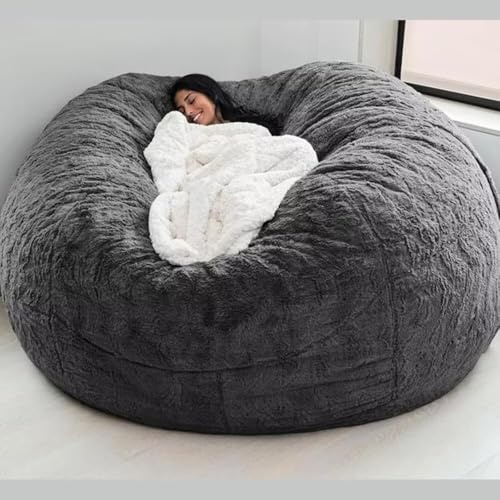 DSXH Pouf Géant Immense, Beanbag (sans Remplissage) Meubles de Salon Party Lavable Pouf Poire Fauteuil Poire Housse de-(Color：Gris Foncé,Size：6FT)