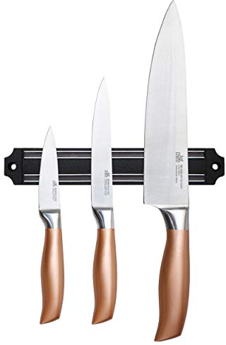 Bergner Just For Chefs Q2906 - Set 3 Cuchillos y Barra Magnética Acero Inoxidable Infinity, Gris