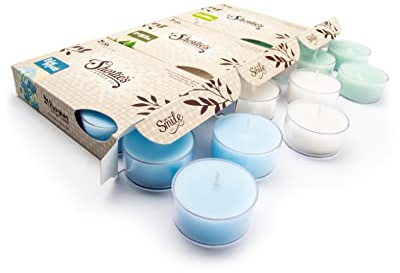 Fresh & Clean Premium Tealight Candles Variety 3 Pack (18 Highly Scented Tea Lights) - Blue Moon, Iced Mint Lavender, Eucalyptus Spearmint - Made with Natural Fragrance Oils - Fresh & Clean Collection