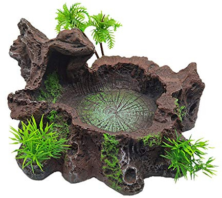 Tfwadmx Reptile Feeding Bowl,Resin Beared Dragon Food Water Dish Reptile Tank Decor for Lizard Gecko Chameleon Frog Turtle Spider