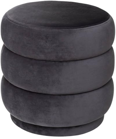 Atmosphera - Pouf Sinan Gris en Velours