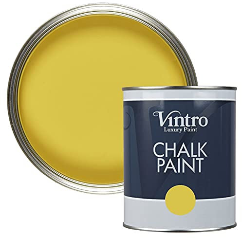 Vintro | Yellow Chalk Paint | Furniture Paint | Shabby Chic | Upcycle | Decorate | Ultra Matt Finish | 1 Litre (Sunflower)