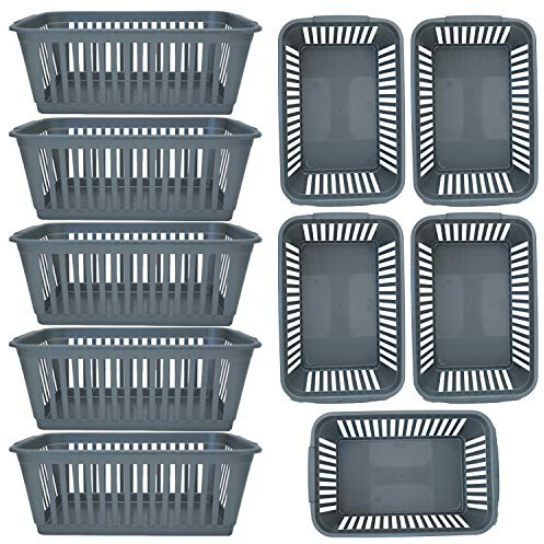 Plastic Handy Basket Storage Basket Great for Bathrooms,Bedroom and Kitchen-25cm-(silver) (10)