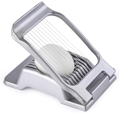 Egg Slicer for Hard Boiled Eggs, Stainless Steel Wire, Multipurpose Heavy Duty Aluminium Egg Cutter Dishwasher Safe for Egg, Salads & Sandwiches, Strawberries, Mushrooms & Soft Cheese, Fruit, Sliver