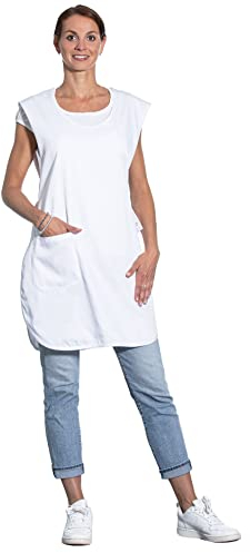 ZOLLNER Grembiule di copertura - bianco - misura universale - tessuto misto - con pratici bottoni a pressione e tasca laterale - lavabile - certificato Oeko Tex®