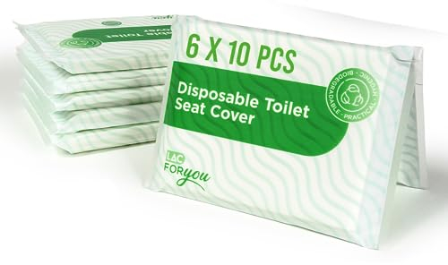 LAC FOR YOU Einweg Toilettensitzbezug 60 Stück - Wc Papiersitze Toilettenauflage Reisezubehör - Wc Auflage Einweg für Unterwegs (43x36)