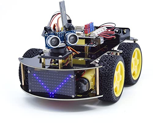 KEYETSUDIO 4WD Smart Coding Robot Car Kit for Arduino, Arduino Starter Kit, DIY Electronic Kit for Adult Teen, 15+, Programmable Robotic Project