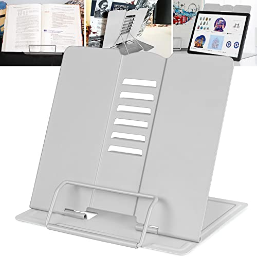 Powmag Buchständer Leseständer Metall, Buchständer Kinder Schule, Buchständer Leseständer Metall Kochbuchhalter für Studieren, Arbeiten, küche, Lesen, Höhenverstellbar Klappbar Buchständer